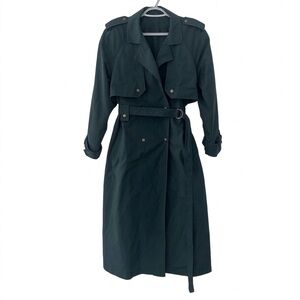 EUC Vintage Women’s Deep Forest Green Long Trench Coat Classique Size 7